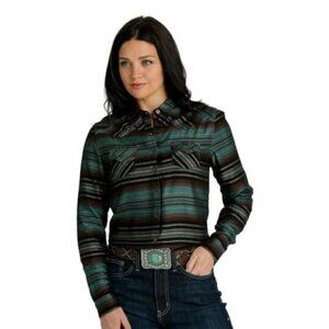 Cruel Denim Women's Small Long Sleeve Western Stripe Snap Shirt - Multi